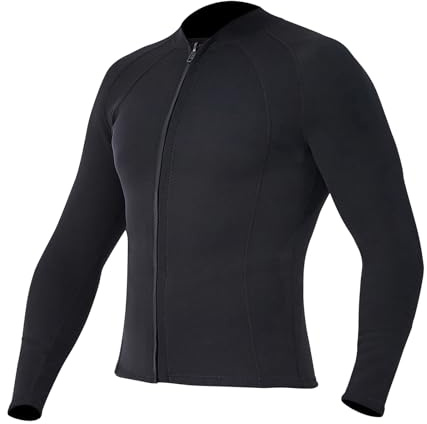 Fesjoy 2mm Neoprene Diving Top Flexible Long Sleeves Wetsuit Jacket for Snorkeling Surfing Swimming, Men Women Water Sports (M)
