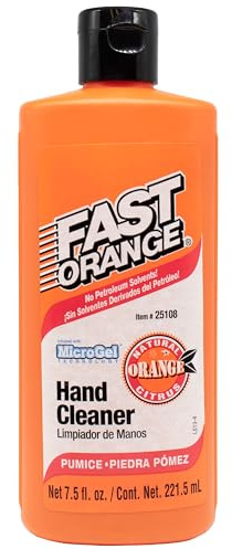 Fast Orange 25108 Pumice Lotion, Heavy Duty Hand Cleaner, Natural Citrus Scent, Waterless Cleaner For Mechanics, Strong Grease Fighter, 7.5 oz