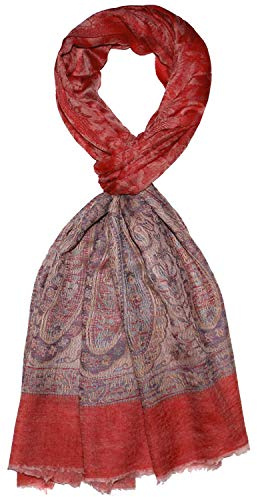 Lorenzo Cana - Sciarpa da uomo 100% cashmere, in cashmere Motivo cachemire rosso e beige. Taglia unica