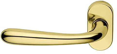 FORME Maniglia Porta Blindata Ovale con Rosetta Gobba, Acciaio Inossidabile, Verniciato Antiruggine, Glossy Gold, 11.7 x 5.85 cm
