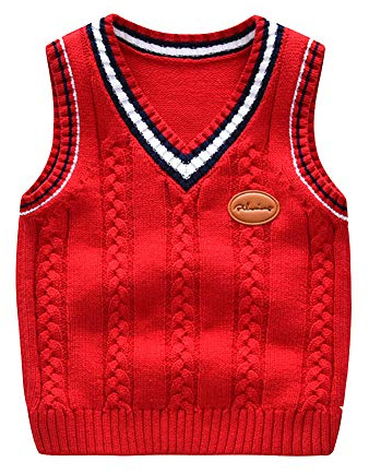 Chaleco de Punto para niños Camiseta sin Mangas sin Mangas Jerséis Jersey con Cuello en V Jersey para 1-7 años de Edad Otoño