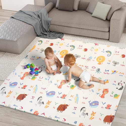 kidoola Reversible Large Baby Play Mat | Soft Playmat for Baby's Crawling, Tummy Time | Thick Floor Mats for Children, Toddlers & Babies | Ideal for Floor in Bedroom, Nursery & Playroom (Style 2)