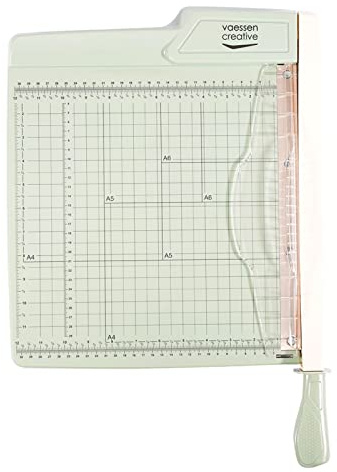 Vaessen Creative 2137-074 pappersskärare 30 cm mintgrön guillotine spak- och pappersskärmaskin A4, A5 och A6-perfekt för gör-det-själv, scrapbooking, journaling, karthantverk och hantverk, grön, 30 cm