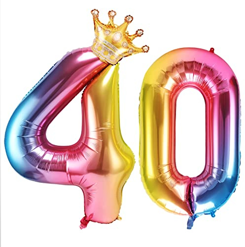 GoldOars Zahlen Luftballon 40 zahlenballon 40'' Riesige Folienballon mit Krone Geburtstag Folienzahlen Helium Zahlenballon für Party, Birthday, Dekoration