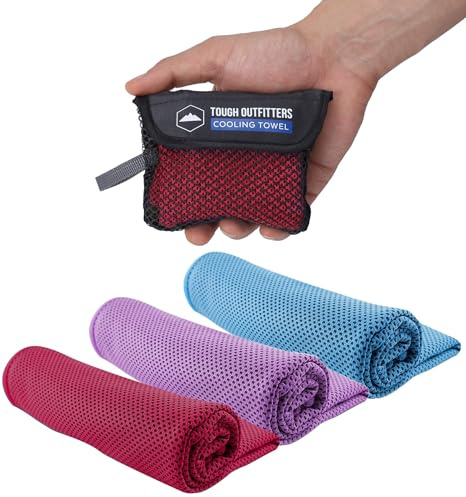 Tough Outdoors Cooling Towel Set 97.8 x 30.5cm (38.5x12) - Cooling Towels for Neck & Face - Ice Towel Neck Wraps for Men & Women - Sweat Rag for Camping, Gym, Yoga & Sports