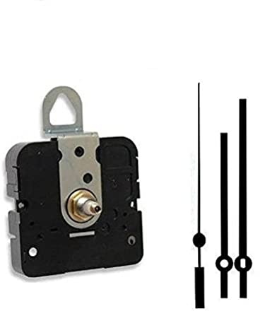 Clock Movement Mechanism, Choose Your Hands and Size, USA Made (1/4 Threaded Shaft, P Hands with Black Second Hand)