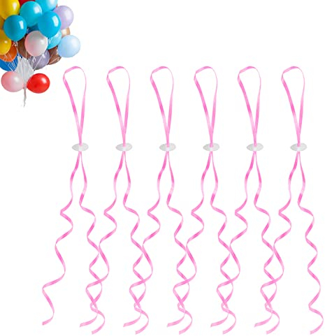 GoldRock 50 chiusure per palloncini a elio con cordino per palloncini, colore rosa, chiusura per palloncini, corde per palloncini, spago da appendere per feste di matrimonio, compleanno, festa