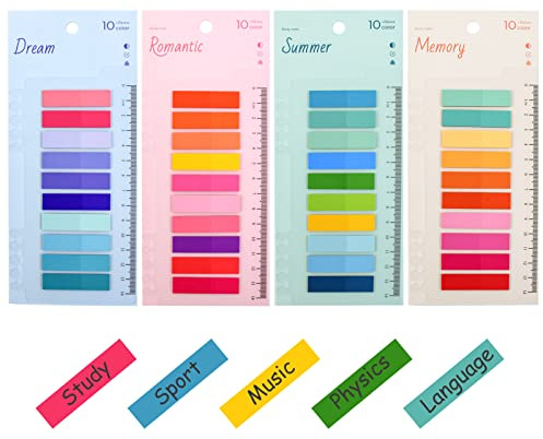 800Pcs Transparent Book Tabs, Aesthetic Sticky Notes Tabs Clear Book Annotation Tabs Pastel Index Tabs Plastic Sticky Tab Morandi Page Markers School Office Stationery Supplies for Highlighter Tabbing