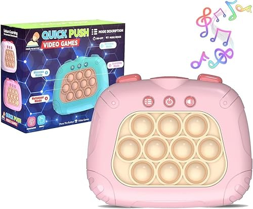 Yefun Pop on It Toy, Plopper Toy Electronic Sensor Game, Puzzle Game Machine Game Controller, Pop Electronic Game, Push Pop Handheld Game with 4 Modes for Children Adults (Rosa)