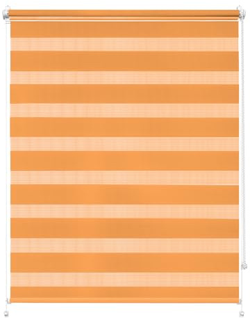 Rettika Doppelrollo Klemmfix ohne Bohren – Orange – Breite 80 cm, Höhe 120 cm – Duo Rollo für Innenräume, Sichtschutz Fensterrollo mit Lichtregulierung