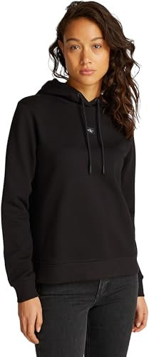 Calvin Klein Damen Hoodie Woven Regular mit Kapuze, Schwarz (Ck Black), M