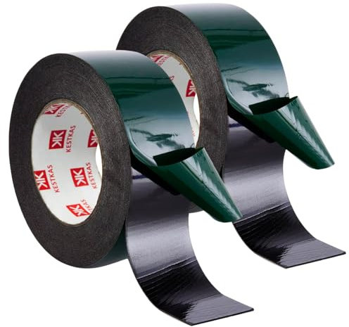 KESTKAS Cinta Adhesiva Doble Cara Extrafuerte 50mm x 10m (Pack 2) Adhesivo Doble Cara Extrafuerte | Adhesivo pared | Fijación Instantánea para Vidrio, Metal, Plástico, Cerámica, Hormigón.