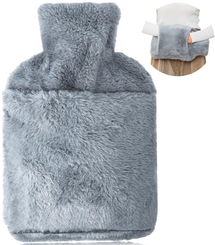 Wärmflasche, 2L Wärmflasche mit Bezug Groß Flauschiger Känguru, Thermophor mit Auslaufsicherem Gummi, Handwärmer für Kinder und Erwachsene Wärmflaschen für Rücken, Bauch Perioden Schmerzlinderung