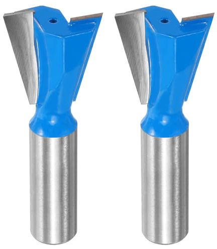HARFINGTON 2pcs Dovetail Router Bit 1 Diameter 1/2 Shank Tungsten Carbide 14 Degree Dovetail Joint Drill Bit for Box Drawer Cabinet Joints Fine Woodworking