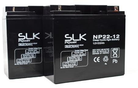 SLK Power Mobility Scooter AGM Battery Pair of 2 x 12v 22ah Reliable And long Lasting Replacement Batteries For Electric Scooters And Wheelchairs