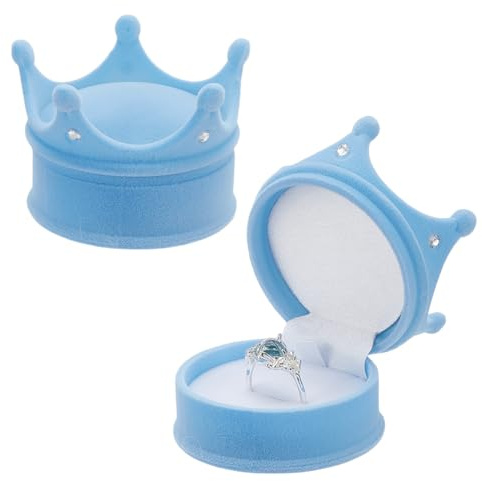 GOMAKERER 2 scatola per Anello In Velluto Scatola Porta-Anello di Corona 6.5x6.5x4.7cm Contenitore per Anelli Regalo per Proposta Fidanzamento Cerimonia di Matrimonio Anniversario