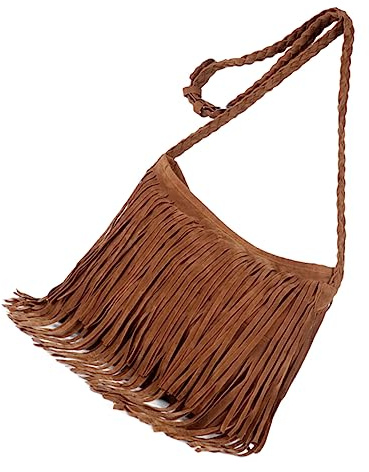 Holibanna carteras cruzadas de verano para mujer 2023 bolso de flecos bolso de hombro de lona bolso con flecos de ante bolsos para mujer carteras con os para poliéster Light Brown