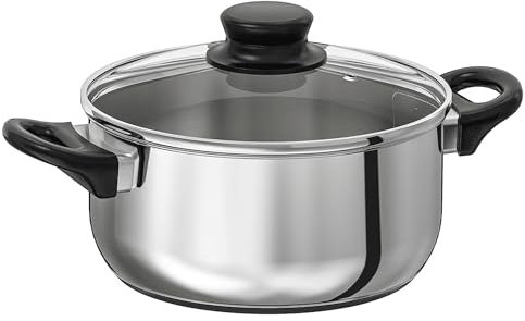 Stainless Steel Saucepan with Glass Lid – 2.8L Pot for Cooking, Boiling, and Simmering