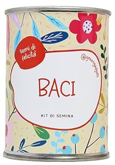 iGreen Fiori in Lattina Augurali - Kit Coltivazione Fiore da Regalare (Baci) - Idea Regalo Ecosostenibile - 100% Made in Italy - Lattina in Alluminio con Semi di Fiori di Campo