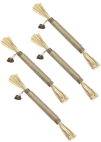 RSYHVG 4psc Chew Sticks,Kitten Teething Toys Natural Cat Teeth Nip Cleaning Teeth Catnip Chew Toys for Indoor Cat Cleaning Kitten Teething and Stress Release