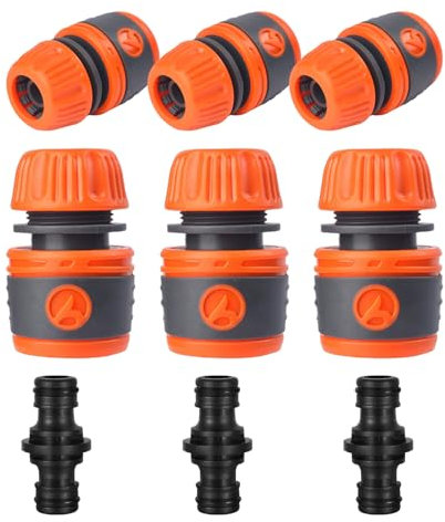 LUMOOM Lot de 6 raccords de tuyau 1/2 - Raccord rapide pour tuyau d'arrosage - Avec 3 raccords - Pour robinet familial et jardin