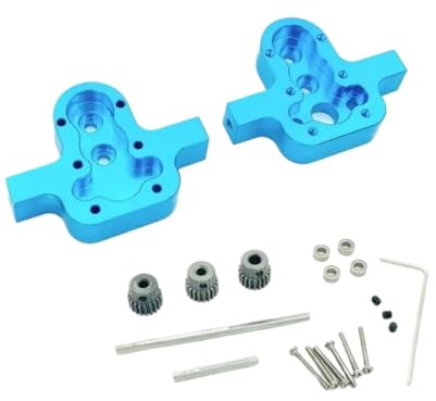 1 set metallväxellåda skydd växeldelar 370 RC bil uppgraderingsdelar kompatibla med RC bilmodeller MN D91 99 99s B14 B24 C14 C24 C34 för 370 (blå)