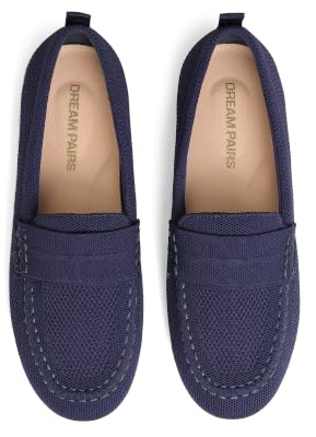 DREAM PARIRS Loafer Penny stickad slip-on avslappnad bekväm slip-on balettskor för arbete affärer och promenader