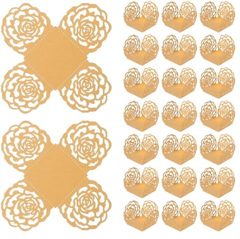 QUARKZMAN 25 PCS Involucri Per Tartufi 4x4 Pollici Forma Quadrata Involucri Per frittella Carta Forno Coppe Dessert Svuotate Per Matrimoni Compleanni Oro