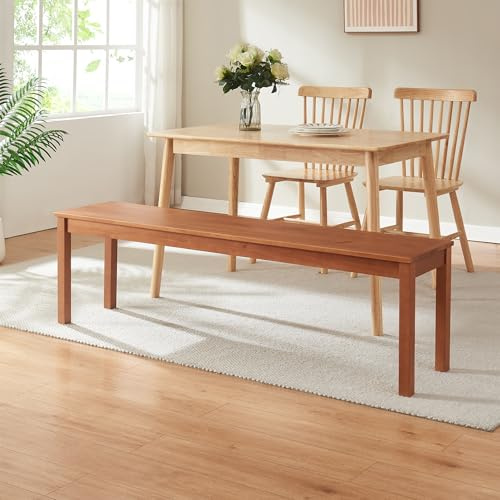 [en.casa] Banc de Salle à Manger Banquette avec Protections de Sol Siège Confortable Assise Spacieuse Excellente Stabilité pour Invités Fêtes Bois de Pin 140 x 35 x 45 cm Effet Noyer