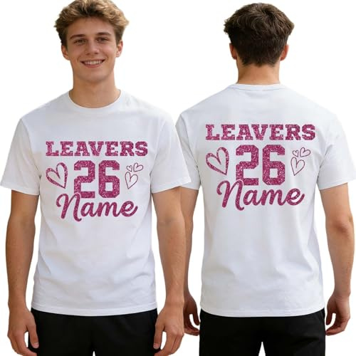 2026 Leavers Shirt Iron On Transfers for T Shirts - Personalised Iron On Vinyl Decals | Custom Tshirt Leavers Shirt Decorations | School Leavers Tshirt Iron On | Leavers T Shirt