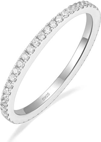 EAMTI 925 Sterling Silver Wedding Bands for Women Eternity Rings Size 6