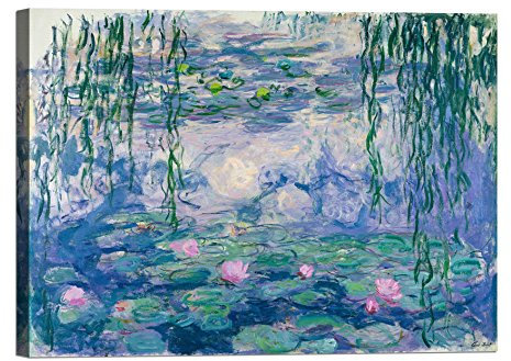 LuxHomeDecor Claude Monet Waterlilies Ninfee 70x50 cm Quadro Stampa su Tela con Telaio in Legno