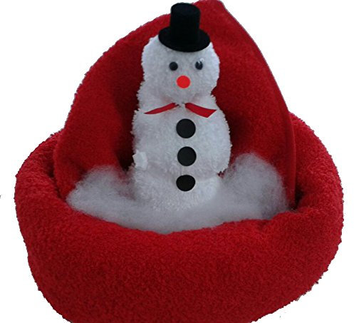 Frotteebox Geschenk Set Schneemann im Handtuch-Kranz in Handarbeit geformt aus 1x Handtuch rot (100x50cm) und 1x Waschhandschuh weiß