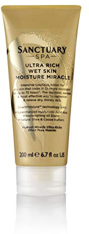 Sanctuary Spa Loción Corporal para piel seca, con ácido hialurónico, manteca de karité y manteca de cacao, 200 ml, el embalaje puede variar