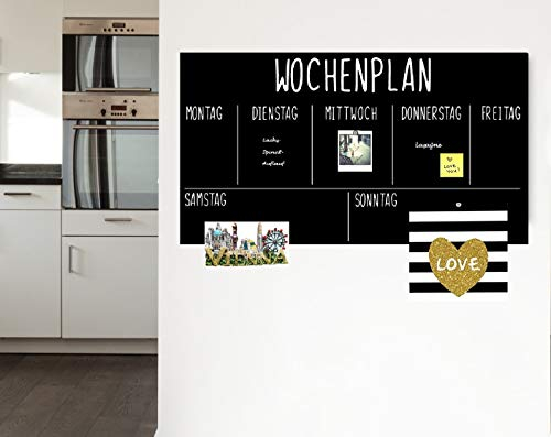 KaRoFoilFIX Wochenplaner | Magnet Tafel Folie schwarz | beschreibbar, abwischbar, magnetisch | Selbstklebende Tafelfolie Monatsplaner (75x45 cm, Für Kreidestifte)