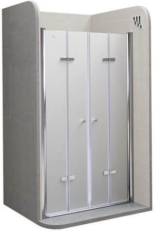 Moments Of Glass Mampara de Ducha Lena DT877 100-104x195 cm con Puertas Plegables, Perfiles Cromados y Cristal Templado Satinado