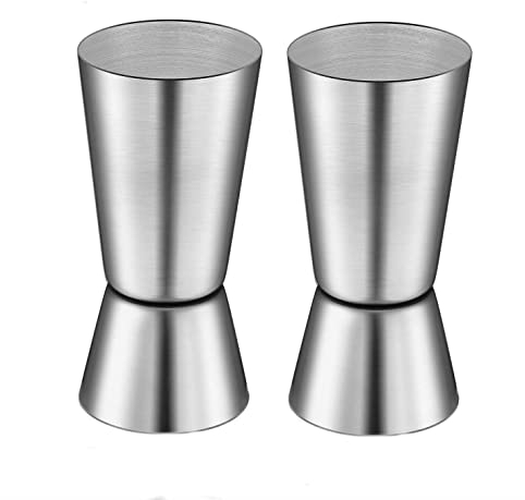 KAIAIWLUO Jigger Spirit Measure,2 PCS Stainless Steel Jigger Bar Measuring 25/50ML Double Measuring Liquid Jigger Measure Cup for Party Bar Cocktail Shot Drink Shaker Wine