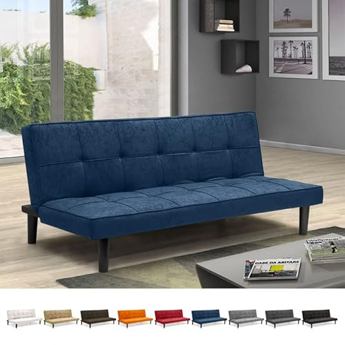 Produce Shop Divano Letto Design in Tessuto 2 Posti per casa e Ufficio Giada - Blu