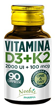Vitamina D3 K2-90 Compresse Fornitura per 3 Mesi - Vitamin D3 2000 UI + 100 µg Vitamina K Supporto per Ossa Denti Muscoli Articolazioni Sistema Immunitario - Vit D3 e Vitamina K2 Menachinone MK7