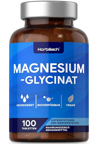 Magnesium Bisglycinat Hochdosiert 1000mg | Glycinat liefert 200 mg aus elementares Magnesium | 120 vegane Tabletten | von Horbaach