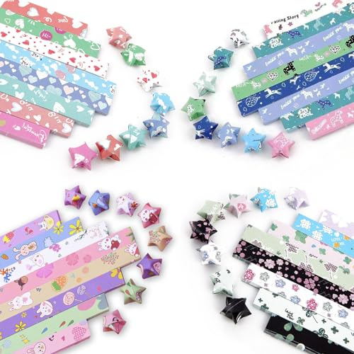 URROMA Origami Stars papper, 2160 stycken Lucky Star pappersremsor Origami Star pappersremsor för handgjorda hemkort present, festdekoration, hantverksdekoration