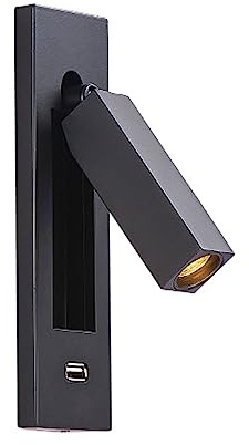 RXPVUXE Lámpara de lectura LED para mesita de noche, luz de lectura empotrada para montaje en pared con puerto de carga USB, interruptor de empuje oculto, cama giratoria ajustable, aplique de pared pa