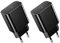 2 Pack 20W Chargeur USB C, Prise PD3.0 Compatible avec Samsung Galaxy S24/S23/22, i-Phone 16/15/14/13/12 Plus Pro Max Mini, iPad, Air-Pods, Adaptateur USB C Rapide, Noir