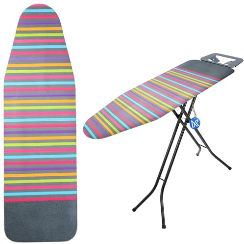 KADAX Ironing Board Cover for Steam Ironing Station, Ironing Board Cover for Wrinkle Free Ironing, Ironing Board Cover for Steam Irons, Replacement Ironing Board Cover (Stripes 135 x 50 cm)