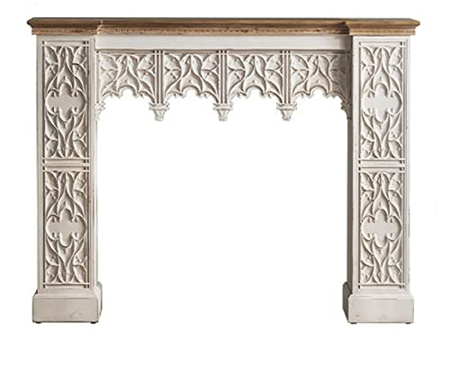 WAOCEO Encadrement Manteau Cheminee Vintage Cheminée Manteau Surround Armoire Décorative Blanc Sculpté Cheminée Électrique Poêle Manteau Surround Mode Salon Cheminée Habillage de Cheminée Cadre