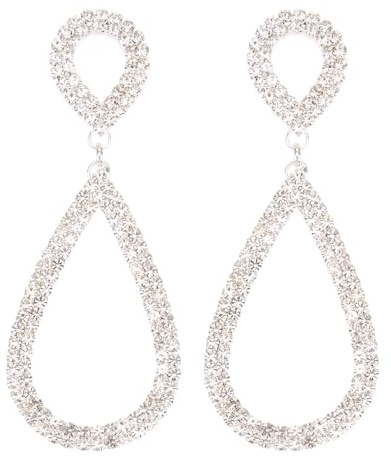 Legitta Rhinestone Teardrop Long Drop Earrings Cubic Zirconia Statement Geometric Dangle with Studs for Women Wedding Jewelry