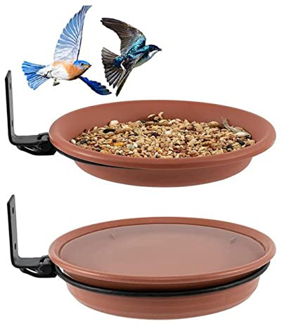 Vassoio per Mangime per Uccelli Albero Vassoio per Mangime per Uccelli Montato 4 Pezzi Vassoio per Mangime per Uccelli in Plastica Da 8,27 Pollici Ciotola per Bagno D'acqua (2 Vassoi 2 Rack)