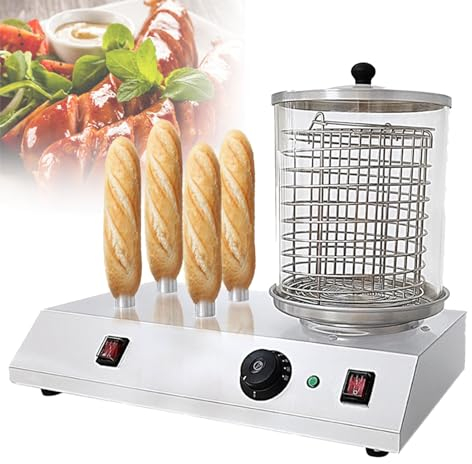 Oiyekntd 2 in 1 Hot Dog Machine&Bun Warmer Machine Electric Hot Dog Steamer Hot Dog Machine&Bun Warmer Machine with Temperature Control and 4 Heating Rods, for Hot Dogs, Egg Rolls, Sausages