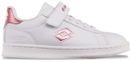 Lotto Baskets pour Fille, Blanc/Rose, 27 EU