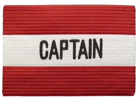 MC-Trend Fußball Kapitänsbinde: Hochwertige und elastische Spielführer-Armbinde für alle Altersklassen – Perfekte Wahl für Ihren Team-Kapitän Captain (1, Rot/Weiß)